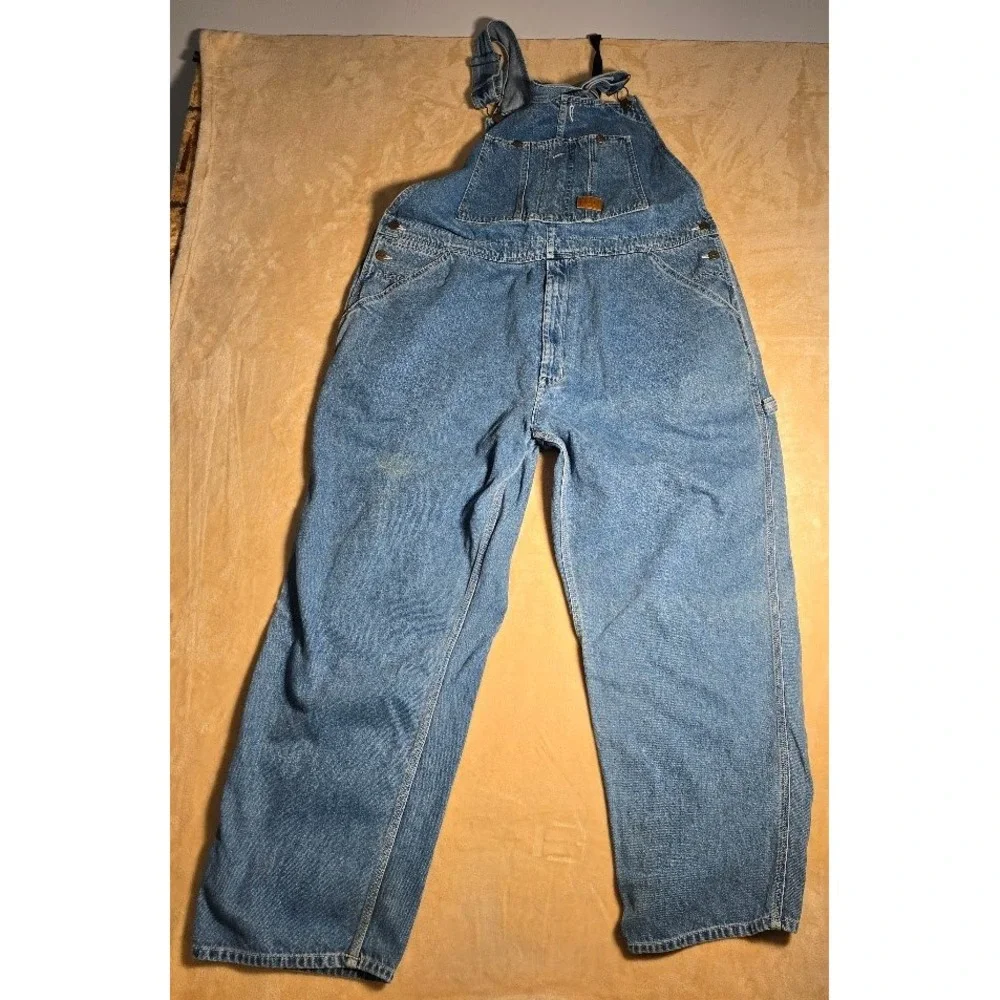 Walls Vntg Denim Overalls Mens 46x30 Carpenter Bib Workwear 90s USA. 892